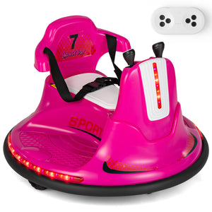 Pink toy car with remote control on a white background