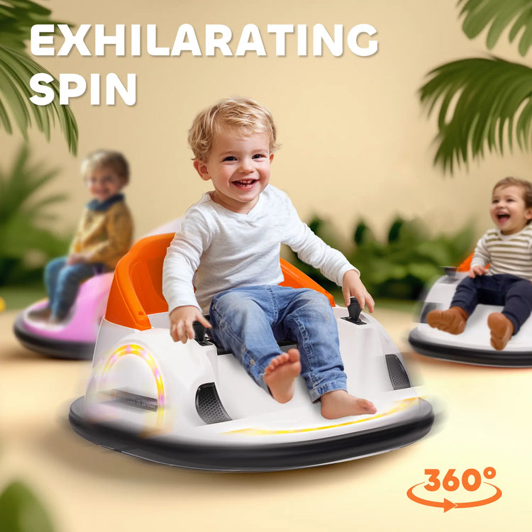 Electric ride-on bumper car featuring bright LED lights
