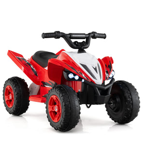 Red and black toy ATV on a white background