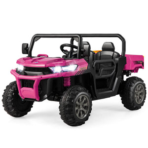 Pink toy off-road vehicle on a white background