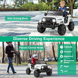 Children playing with toy cars on a sidewalk, with text about different driving modes.