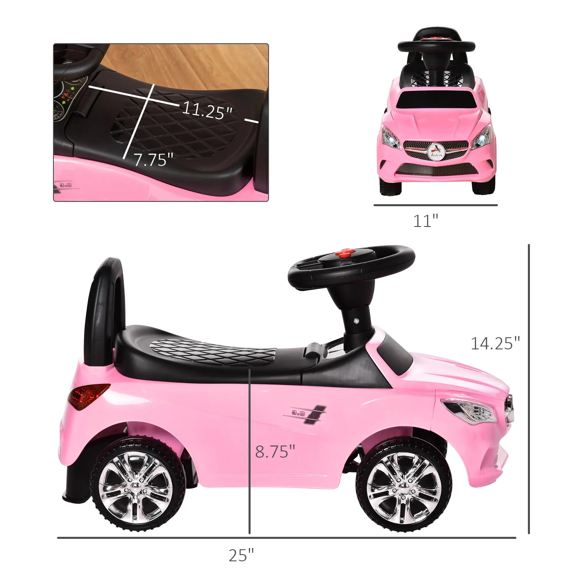 Ride-on push car for toddlers with lights