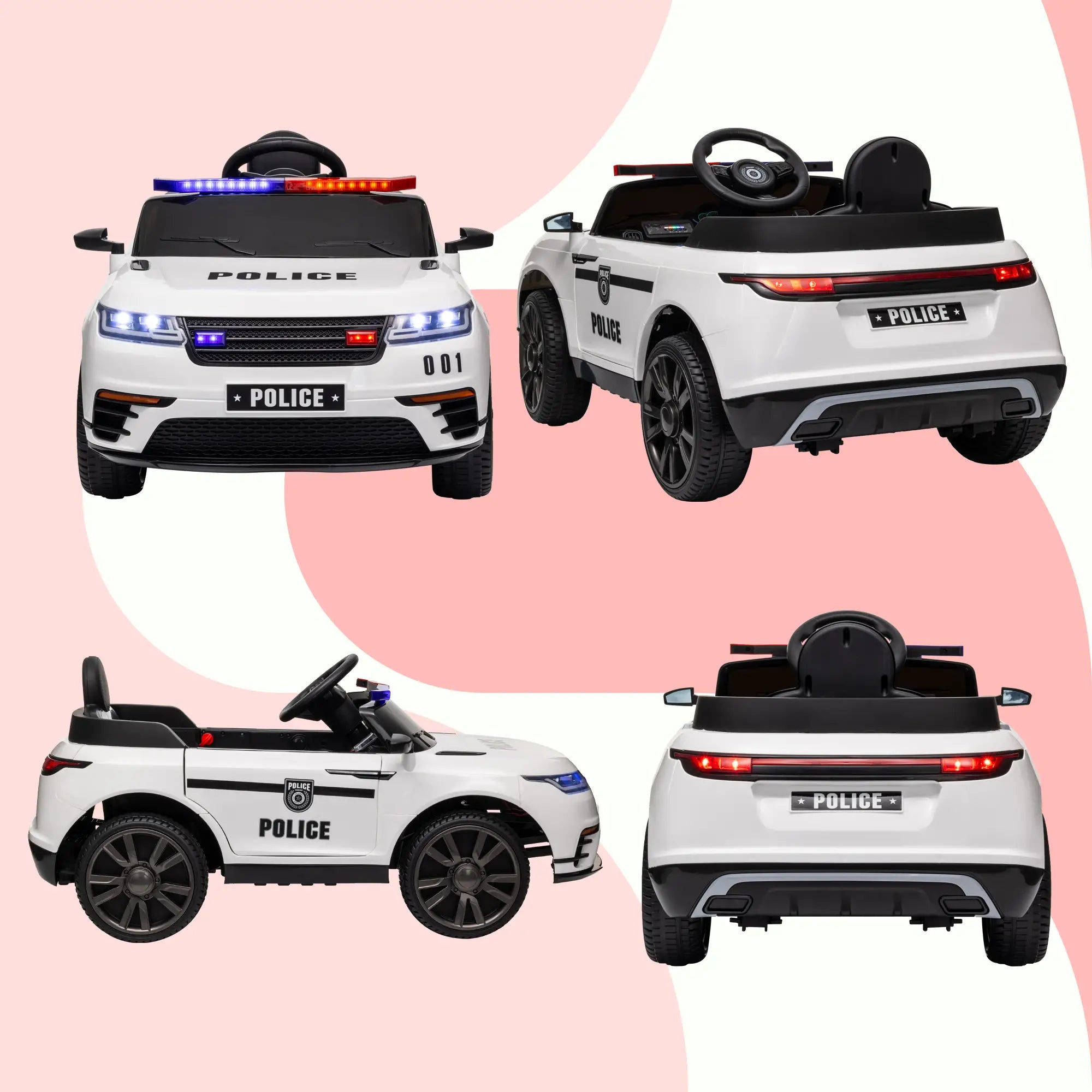 Kids ride-on cop car with music and horn