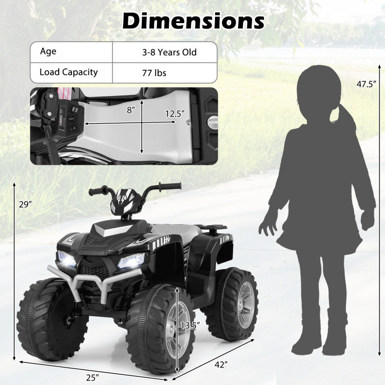 Ride-on kids quad with comfortable seat design