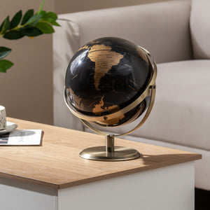 Rotating world globe with durable metal stand and detailed political map