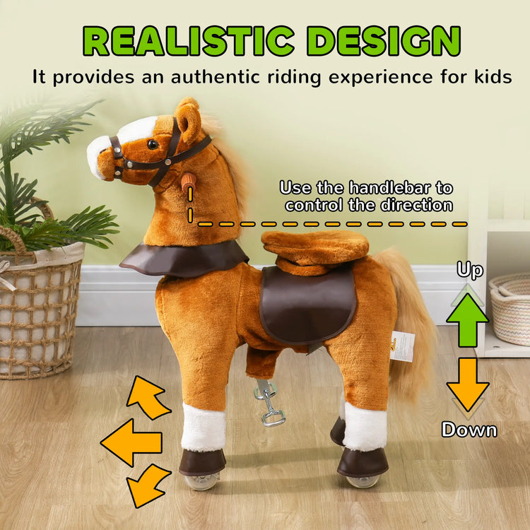 Safe and comfortable plush pony ride-on toy for kids