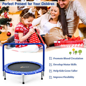 Safety padding on kids mini trampoline