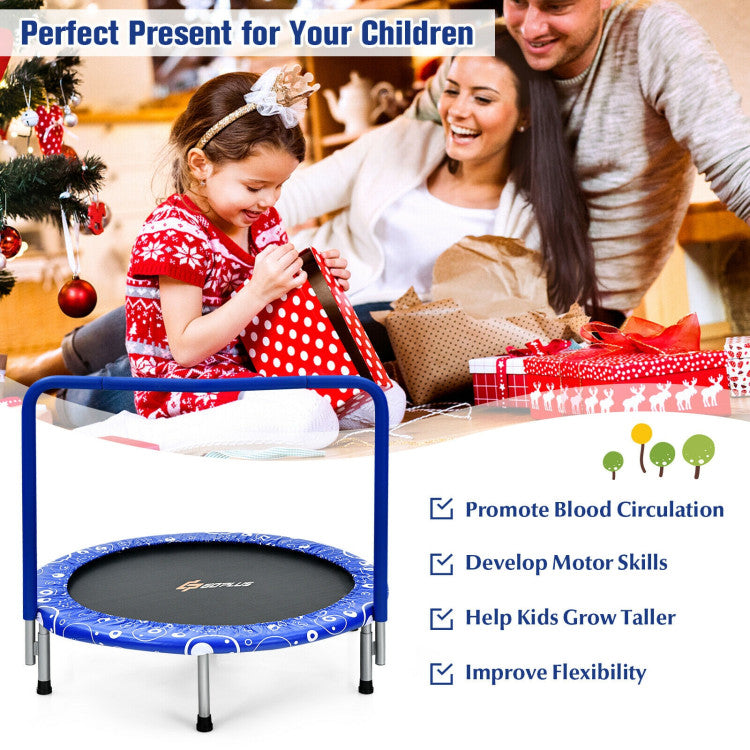 Safety padding on kids mini trampoline