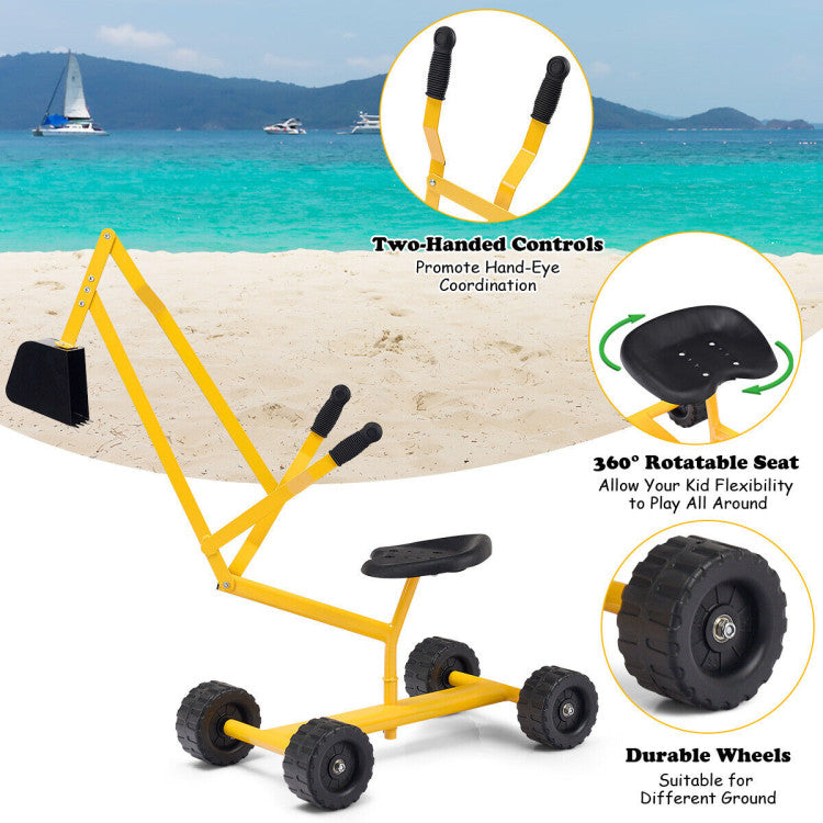 Colorful sandbox toy digger with wheels