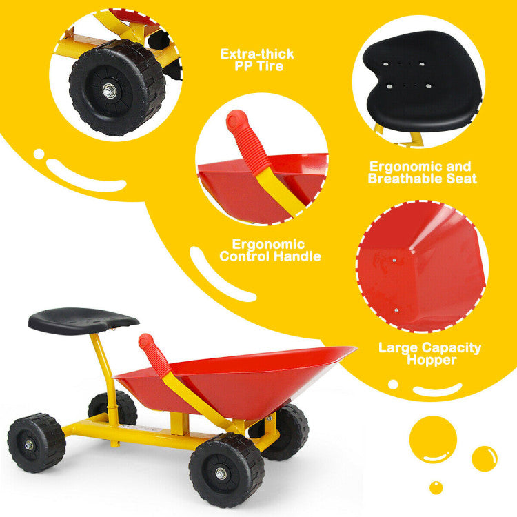 Compact ride-on dumper with easy storage
