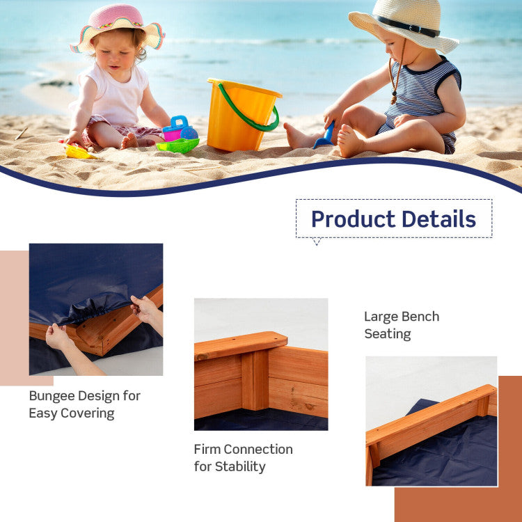 Sandbox for toddlers with comfortable seating