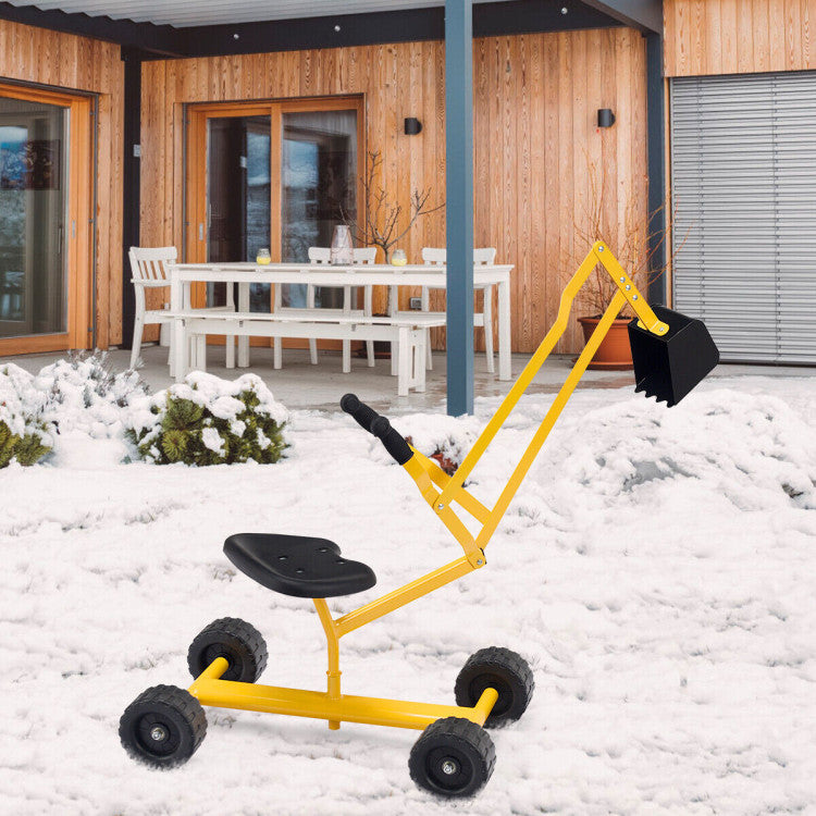 Space saver sandbox digger with rotating seat
