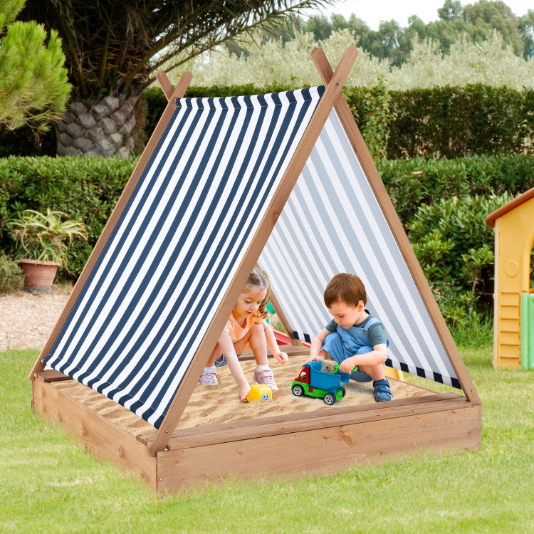 Kids sandbox with canopy for shaded outdoor play