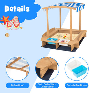 Sandbox with canopy adjustable height option