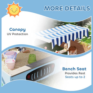 sandbox with canopy and seating for children