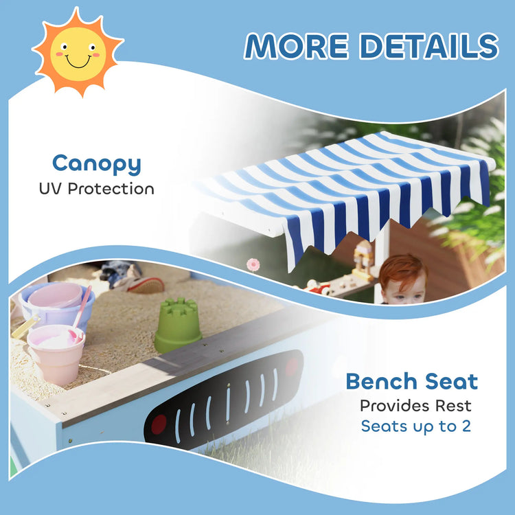 sandbox with canopy and seating for children
