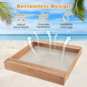 Sandbox with canopy and comfortable seating