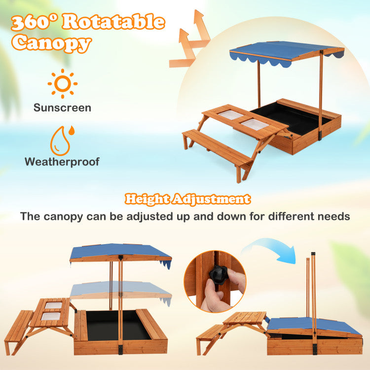 Sandbox with canopy extra large design for multiple kids