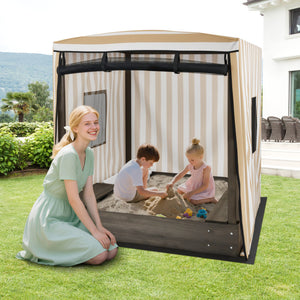 Sandbox with canopy heavy frame for outdoor durability