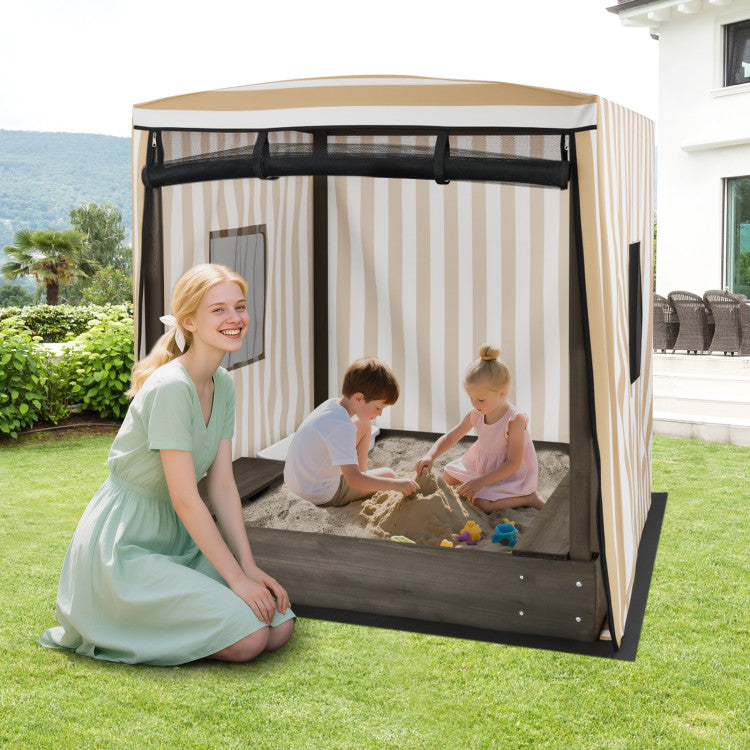 Sandbox with canopy heavy frame for outdoor durability