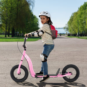 Child riding a pink balance bike on a paved path with trees and water in the background