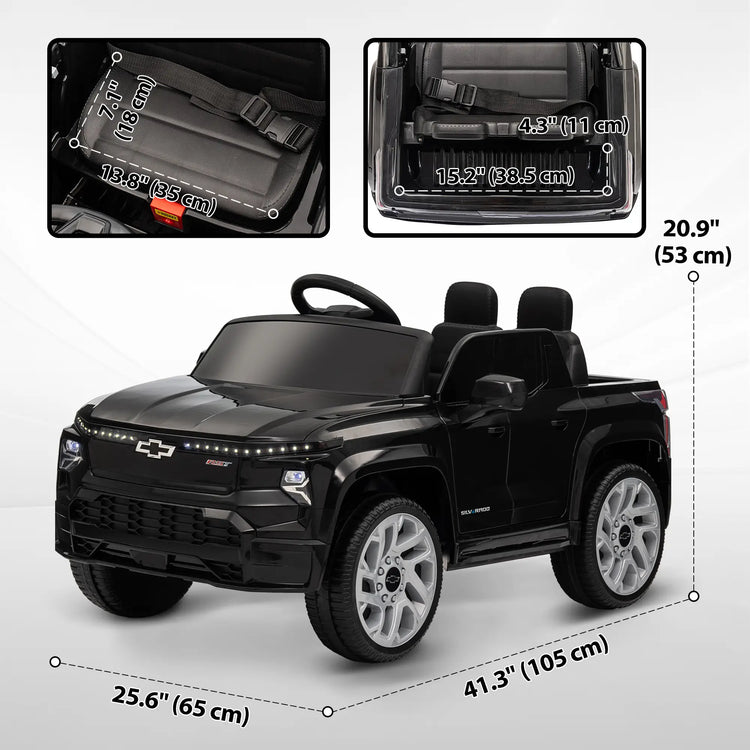 Kids ride-on Chevy truck with openable door feature