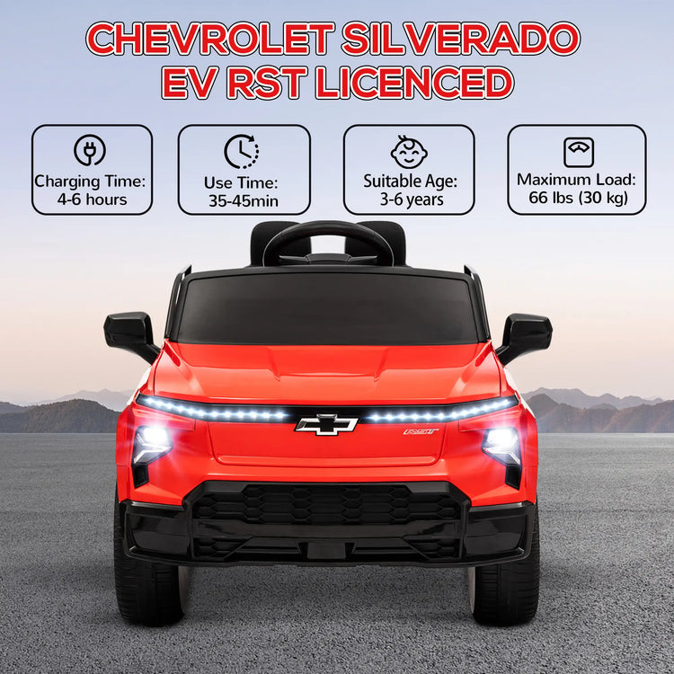 Back view of Chevrolet ride-on toy truck for kids