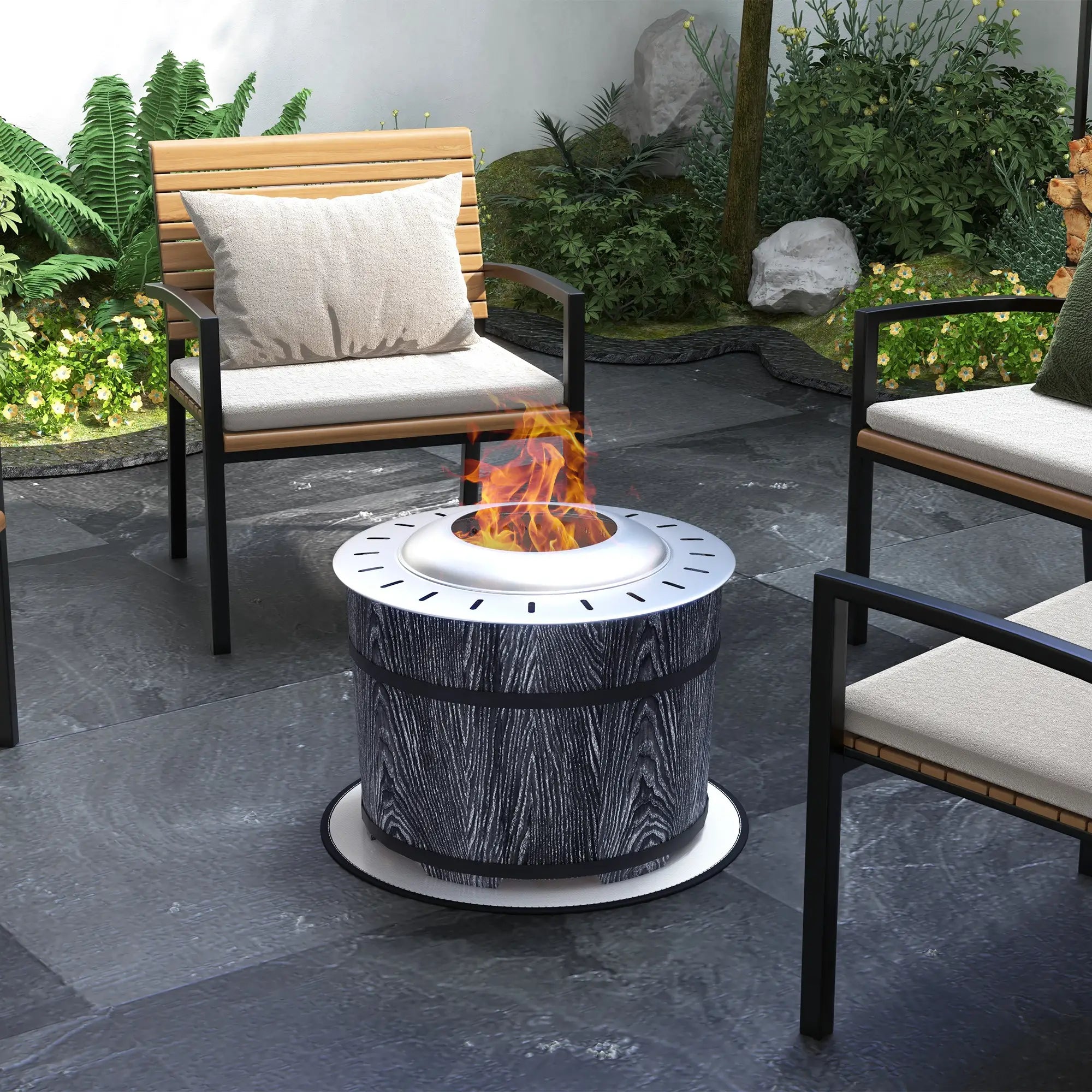 Smokeless wood burning fire pit for outdoor gatherings