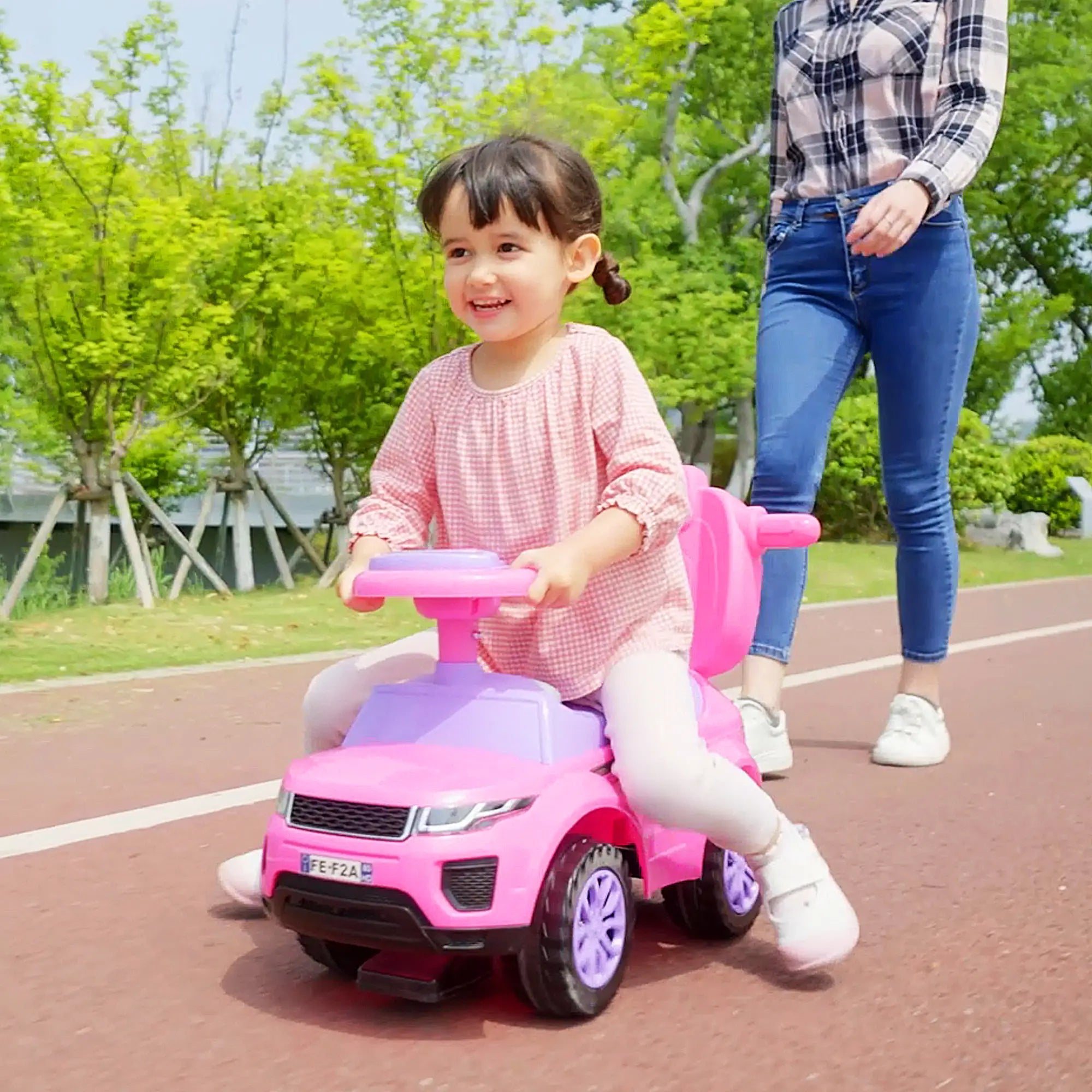 Smooth-rolling wheels on toddler ride-on toy
