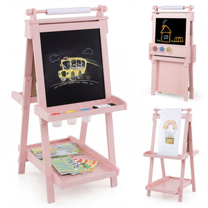 Solid wood kids easel with stable A-frame construction2