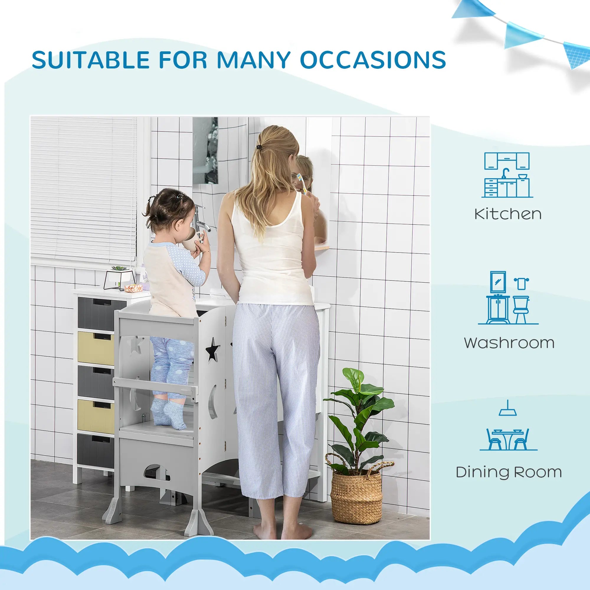 Space-saving kids helper stool