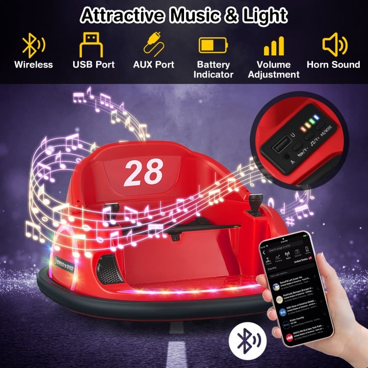 Spinning bumper ride-on vehicle for kids