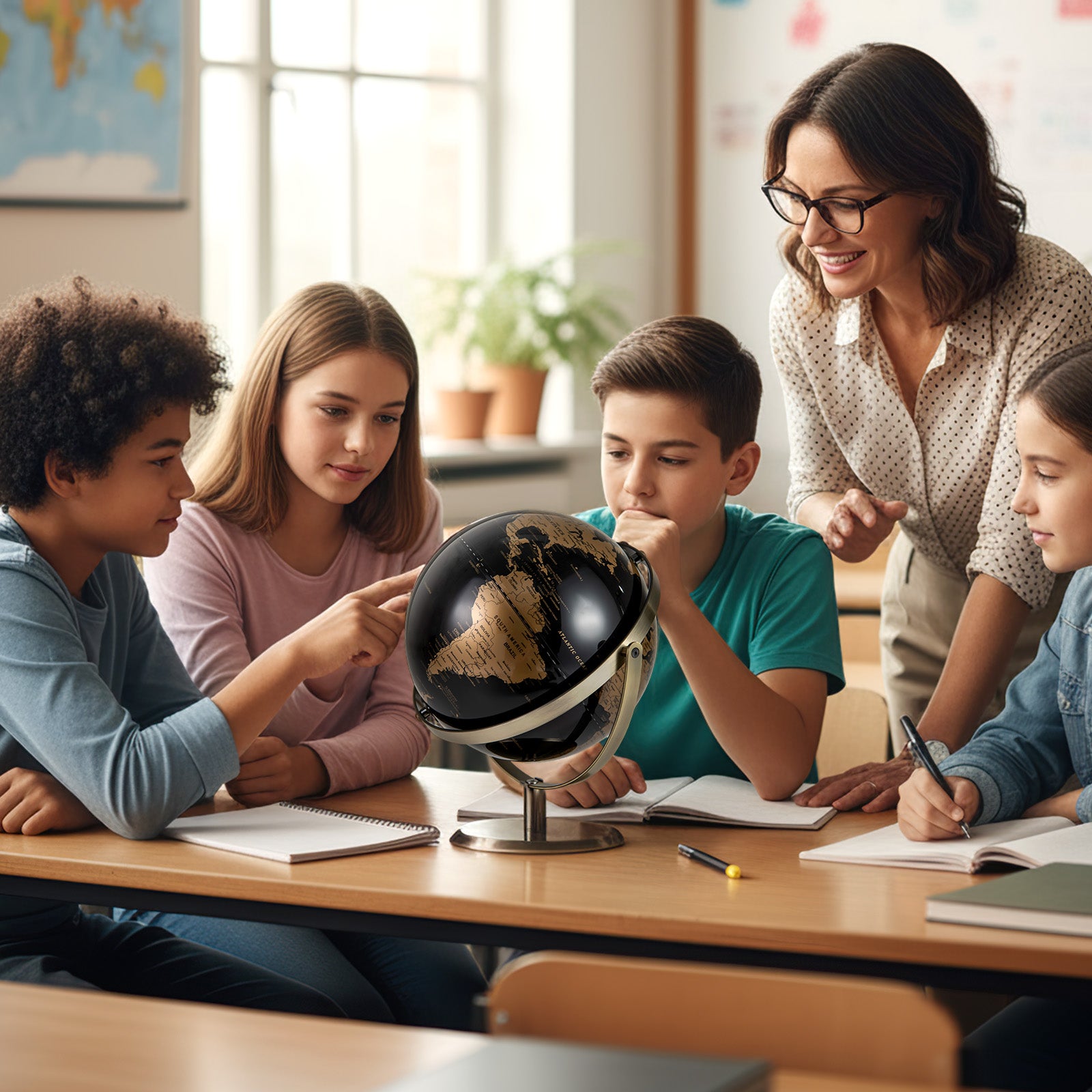 Smooth rotating world globe for interactive geographic exploration