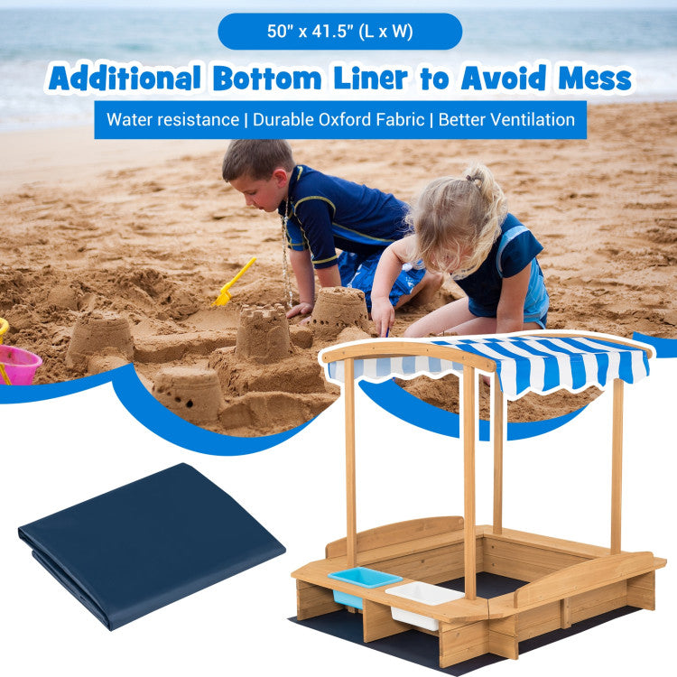 Square sandbox with canopy for kids