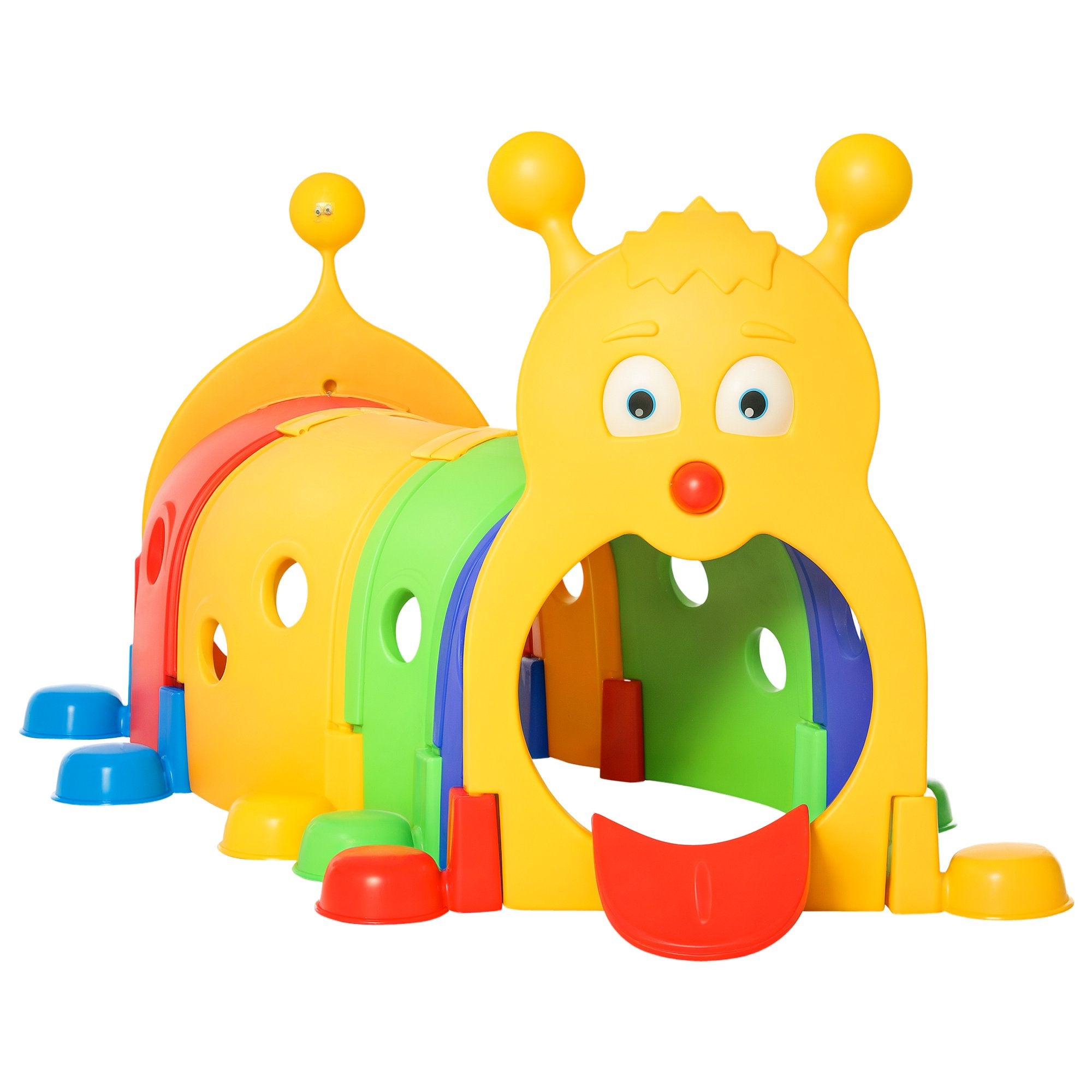 Colorful toy with a face on a white background