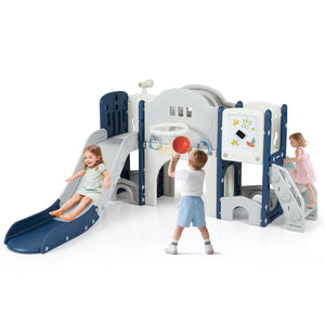 Kids indoor slide set with pretend play telescope
