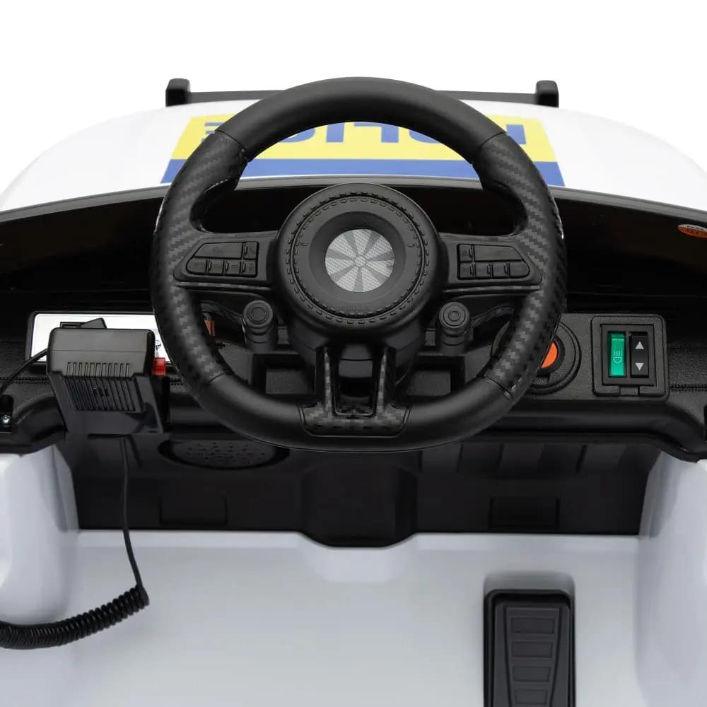 Dashboard and control buttons of TOBBI 6V Kids Ride-On Police Car
