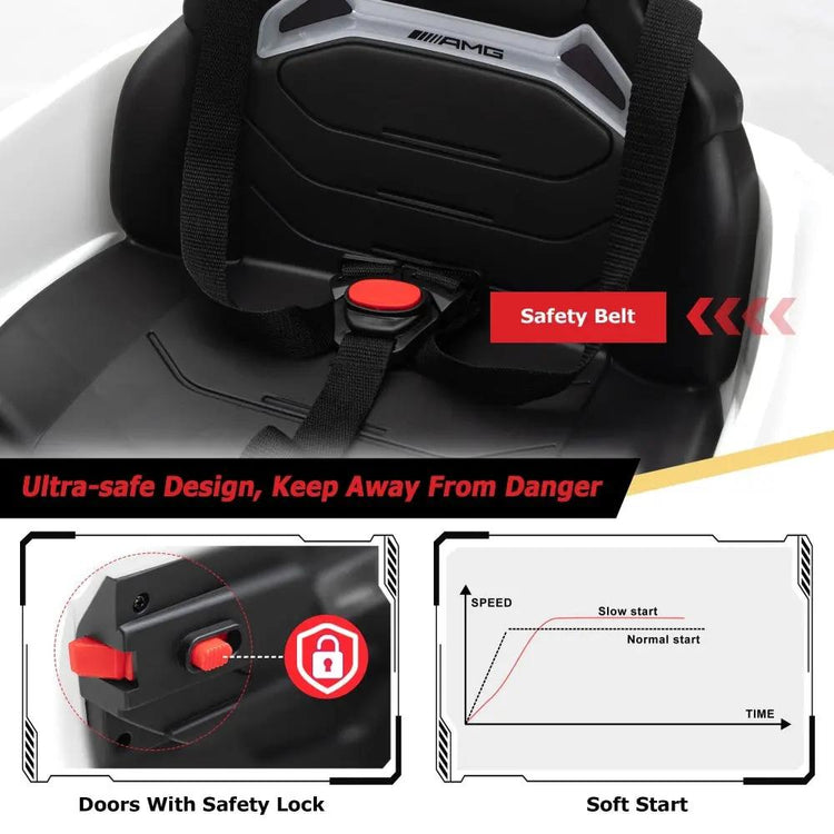 Dashboard and steering wheel view of white TOBBI ride-on