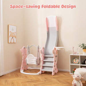 Space-saving foldable children's play structure in a room with toys and decor.