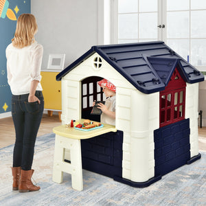 Toddler activity center playhouse with slide and rings