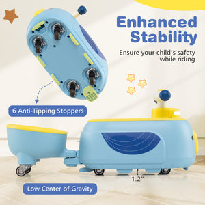Children's scooter with enhanced stability features on a light background
