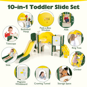 Indoor climbing playground with slide and tunnel for toddlers