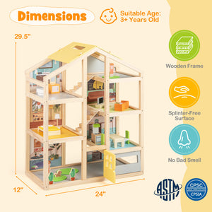 Toddler dollhouse with family figures and rooms