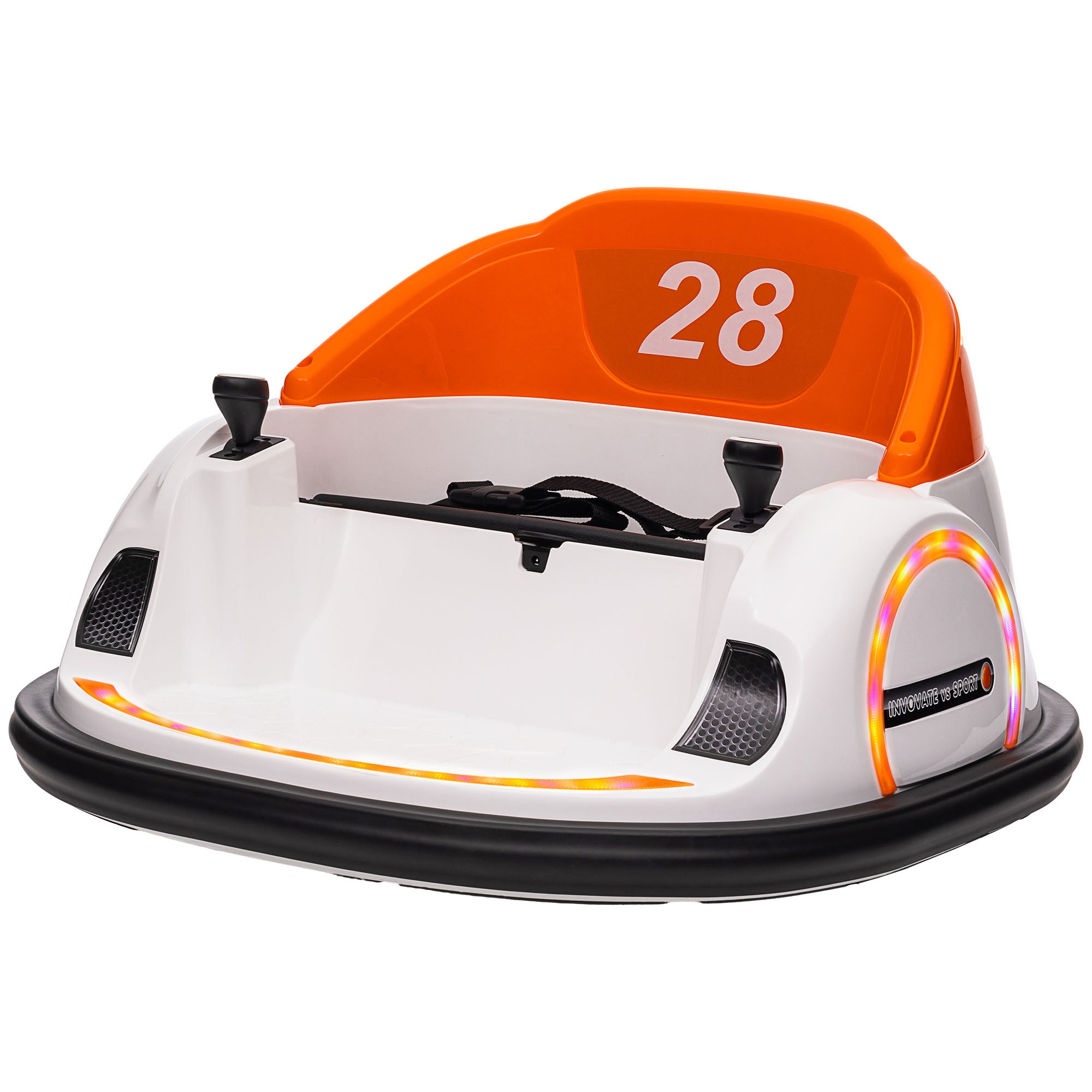 Toddler ride-on bumper car with 360 degree spinning capability