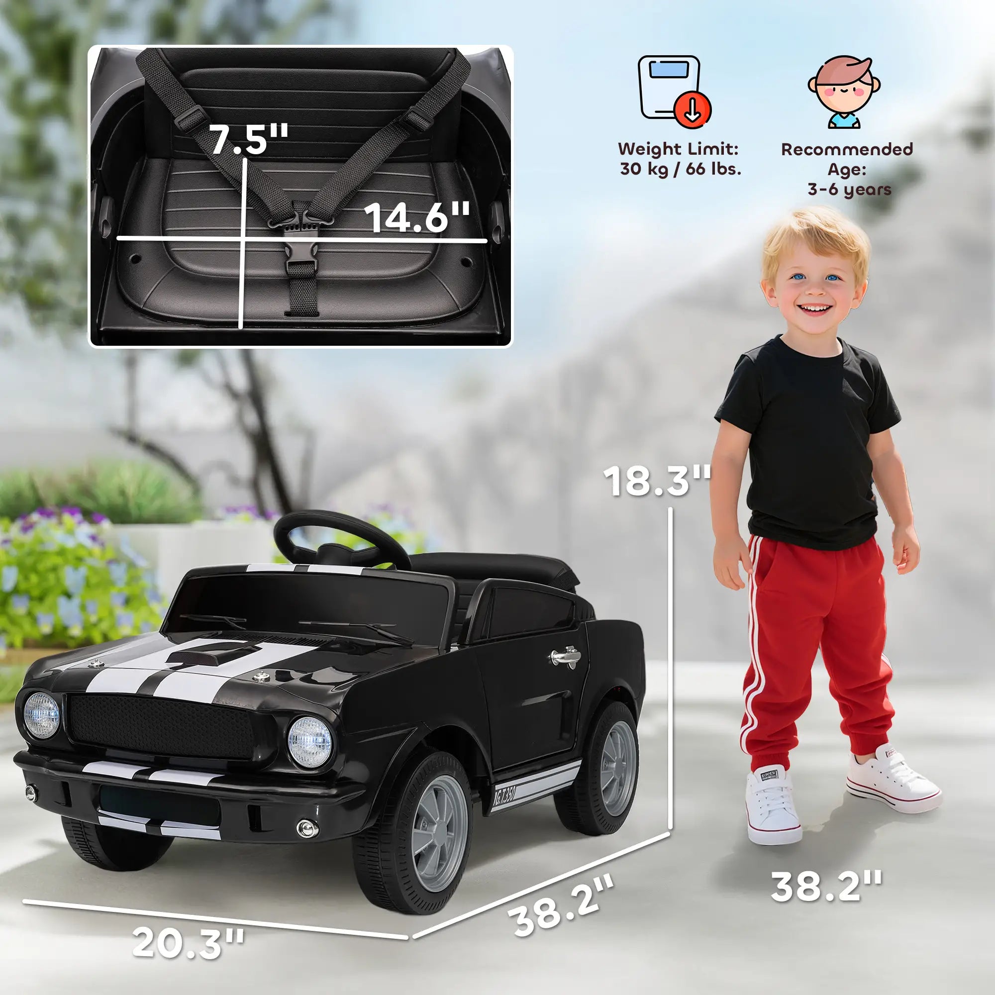 Toddler 12V electric ride-on car with steering wheel