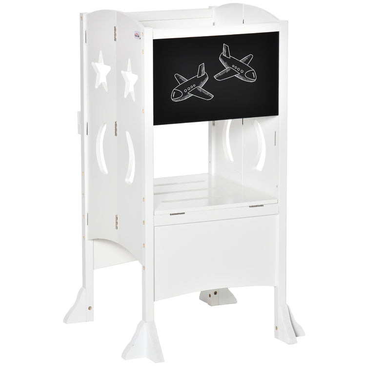 Toddler learning tower with safety rail