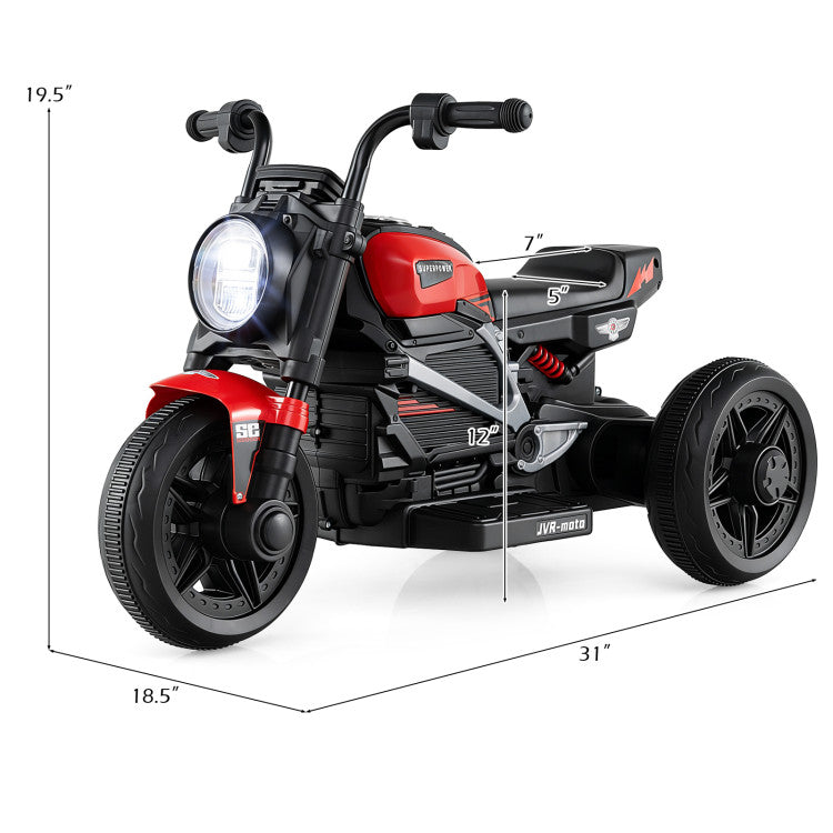Children's trike with dimensions displayed on a white background