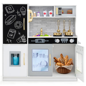 Toddler pretend play kitchen with sink, stove, oven and accessories