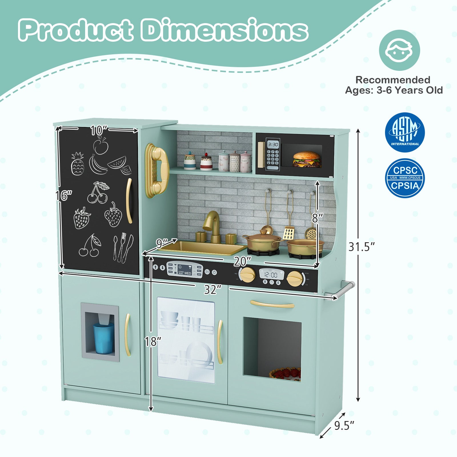 Toddler pretend play kitchen with sink, stove, oven and accessories1