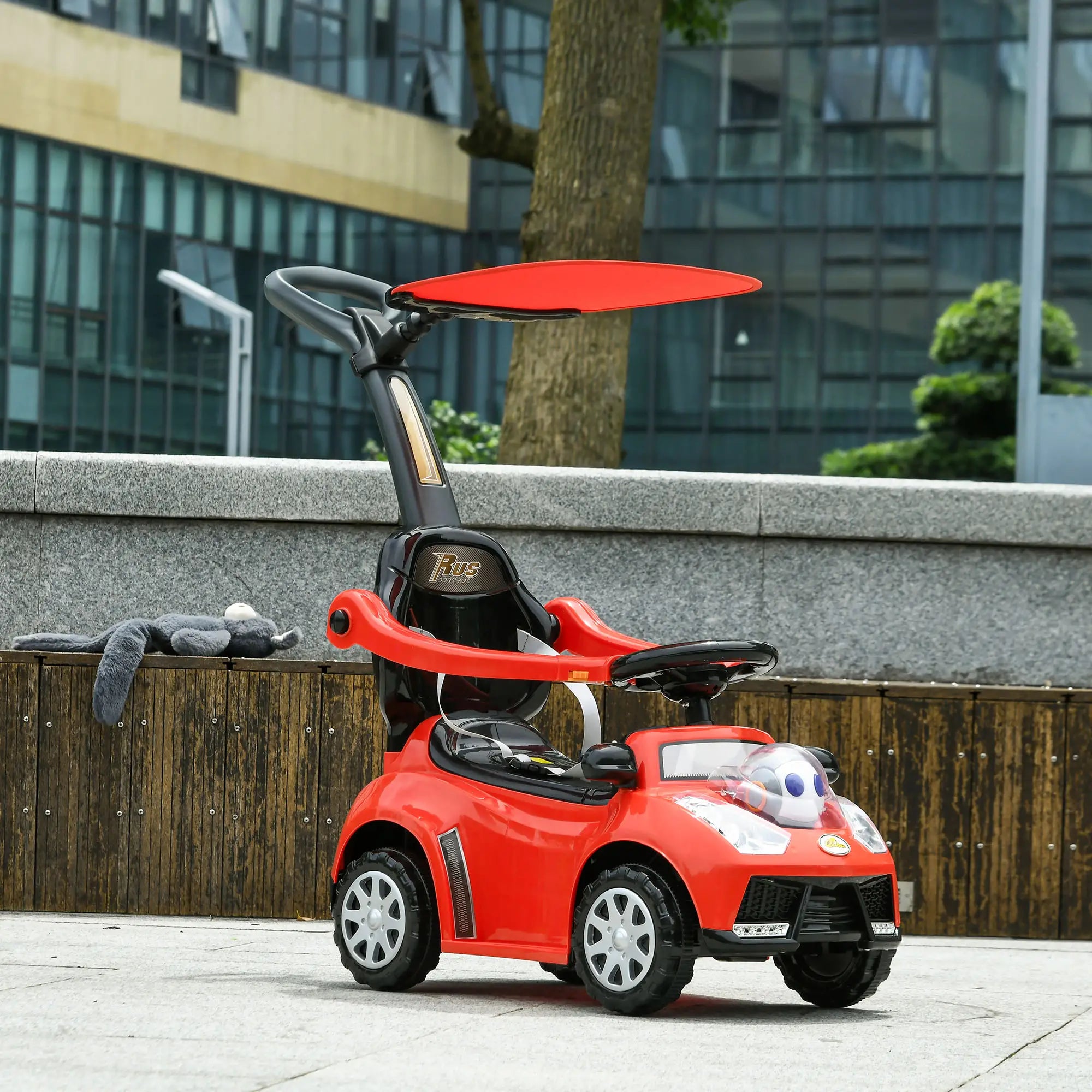 Stable four-wheel design ensures smooth and safe riding experience